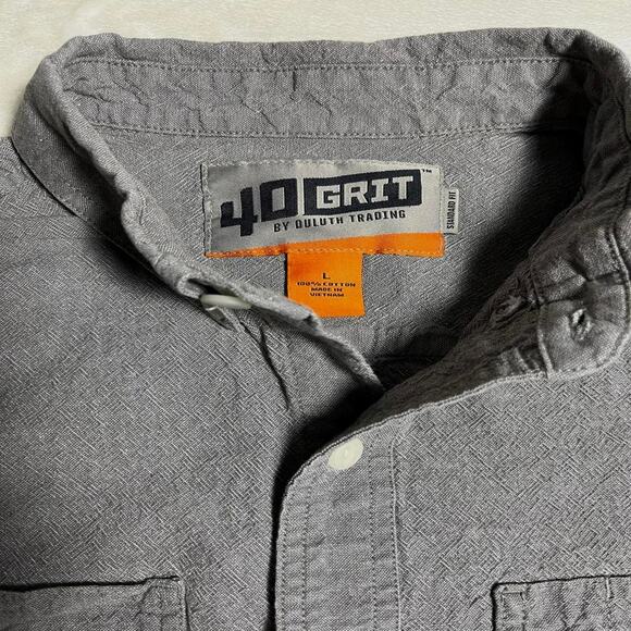 Duluth Trading 40 Grit Workwear Shirt Men's L Short Sleeve Button Up Textured - Picture 3 of 8